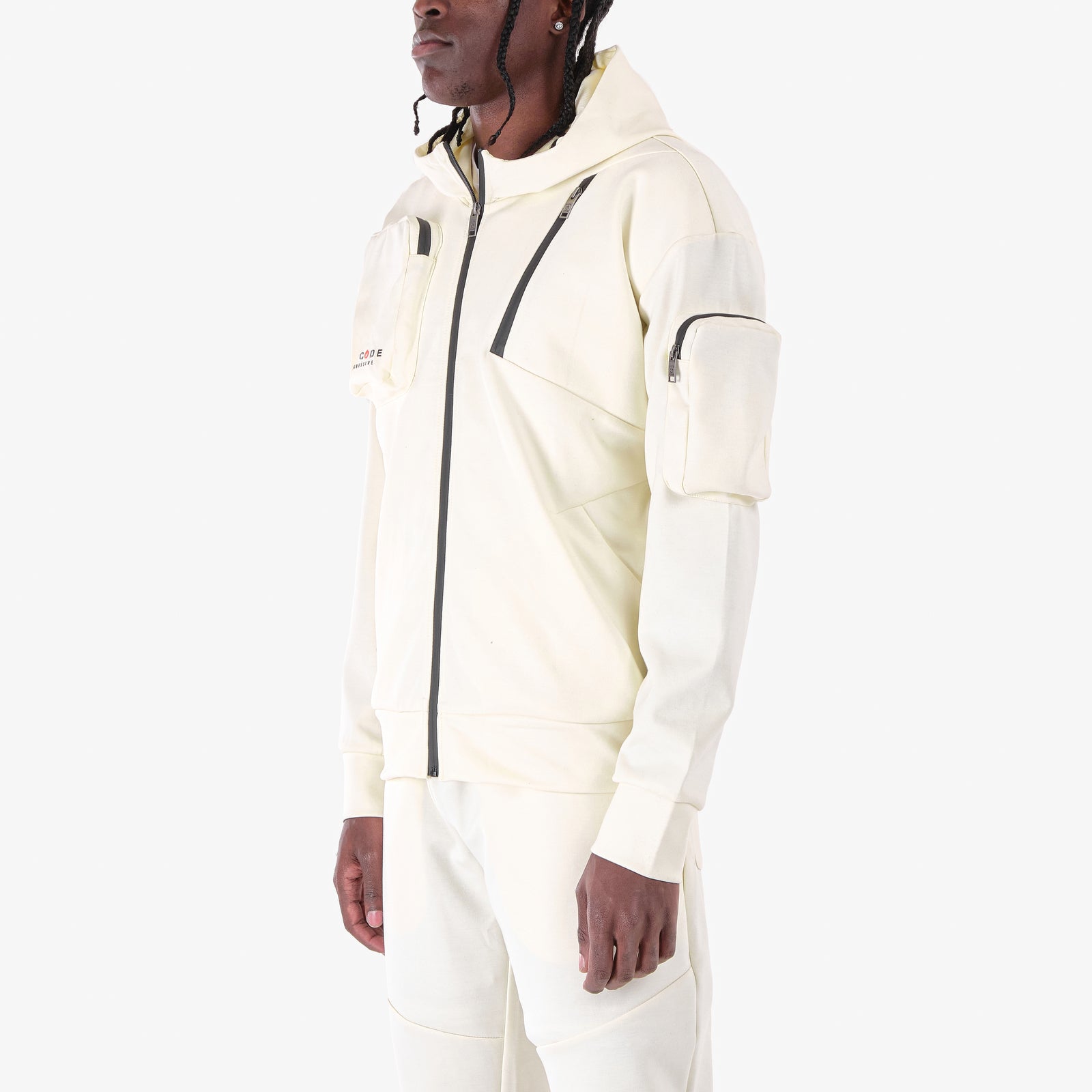 CREAM TECH FLEECE FULL ZIP HOODIE