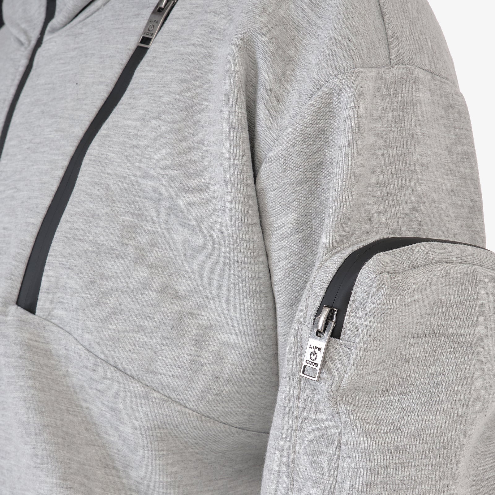 GREY TECH FLEECE FULL ZIP HOODIE