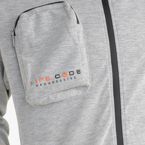 GREY TECH FLEECE FULL ZIP HOODIE