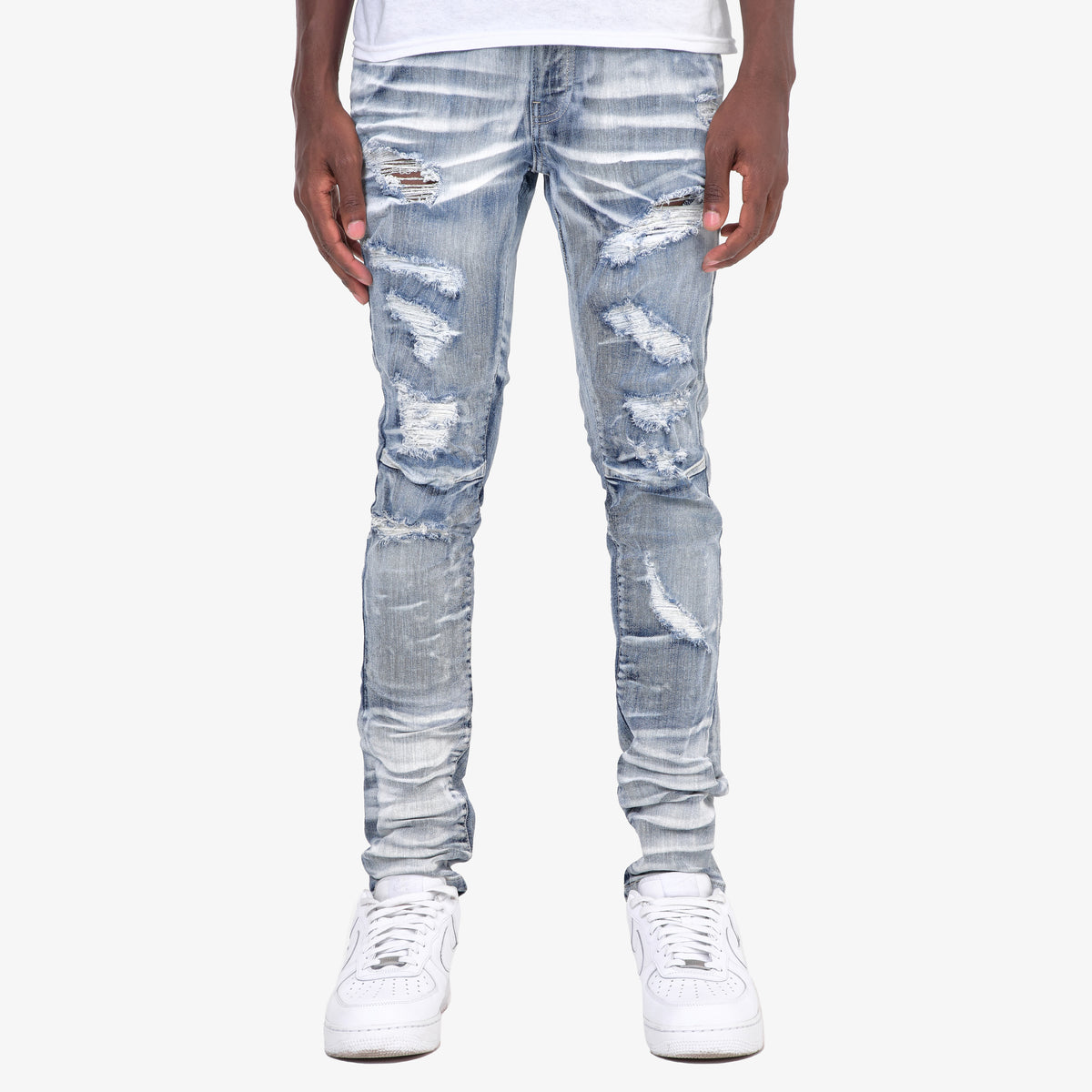 LIGHT SAND BLUE W/ RIP DETAIL