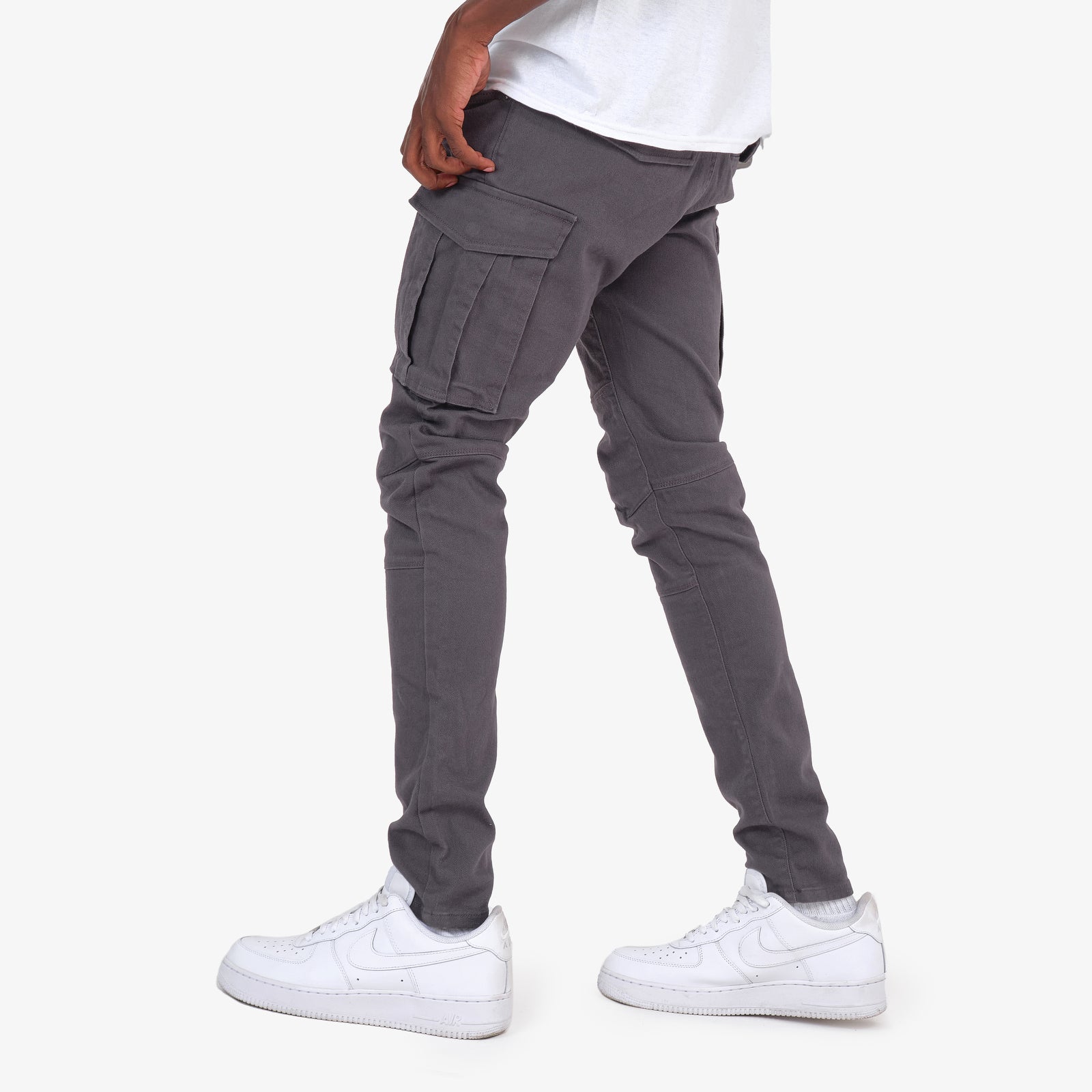 GREY CARGOS W/ STRETCH