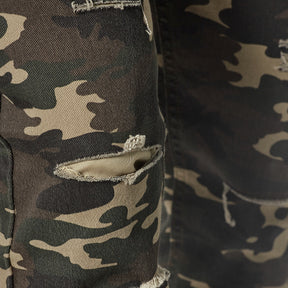 OLIVE CAMO PANTS WITH RIPS - Copper Rivet