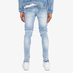 LIGHT BLUE JEANS W/ RHINESTONES & PRINT