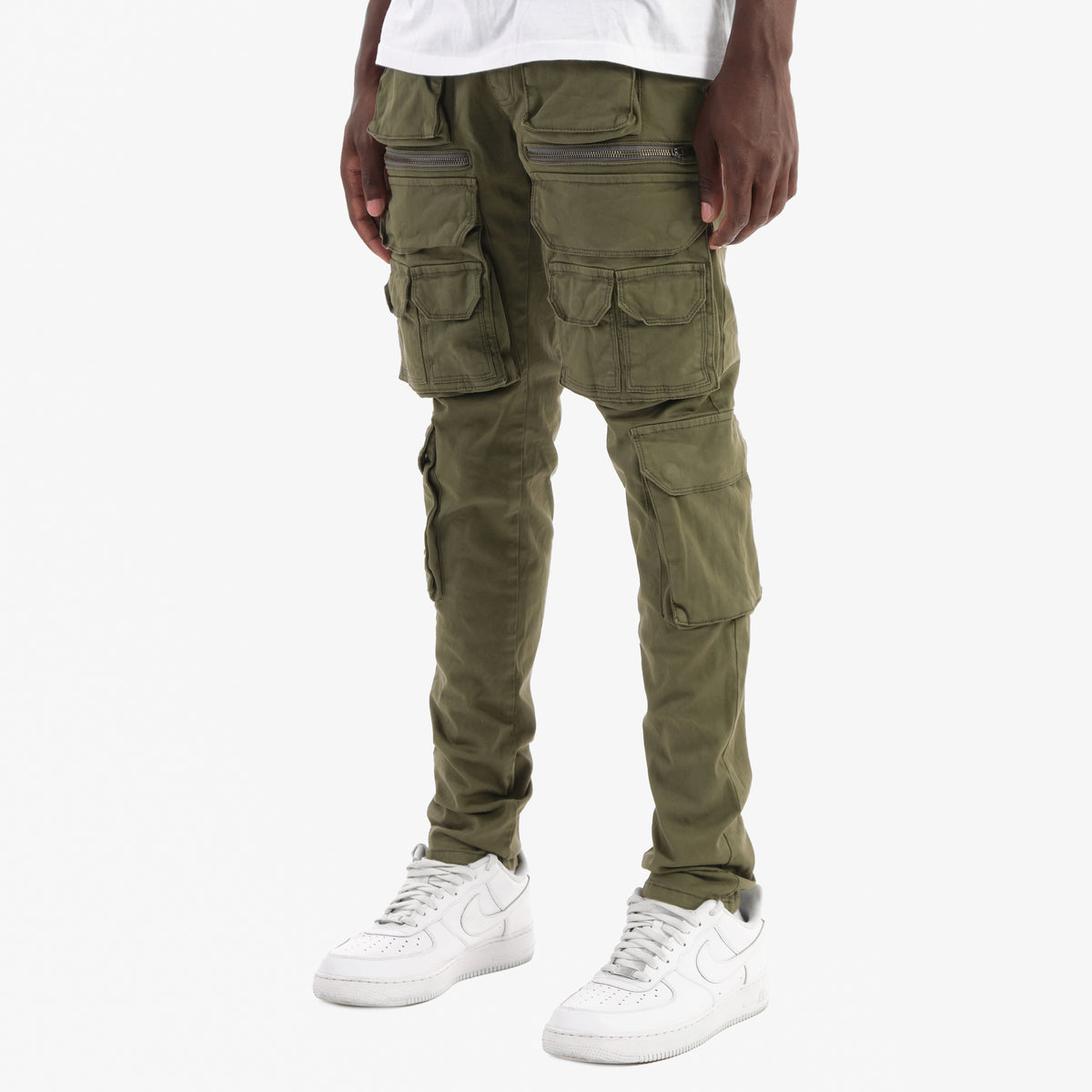 OLIVE UTILITY CARGO JEANS