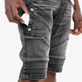 BLACK SAND UTILITY DENIM SHORTS