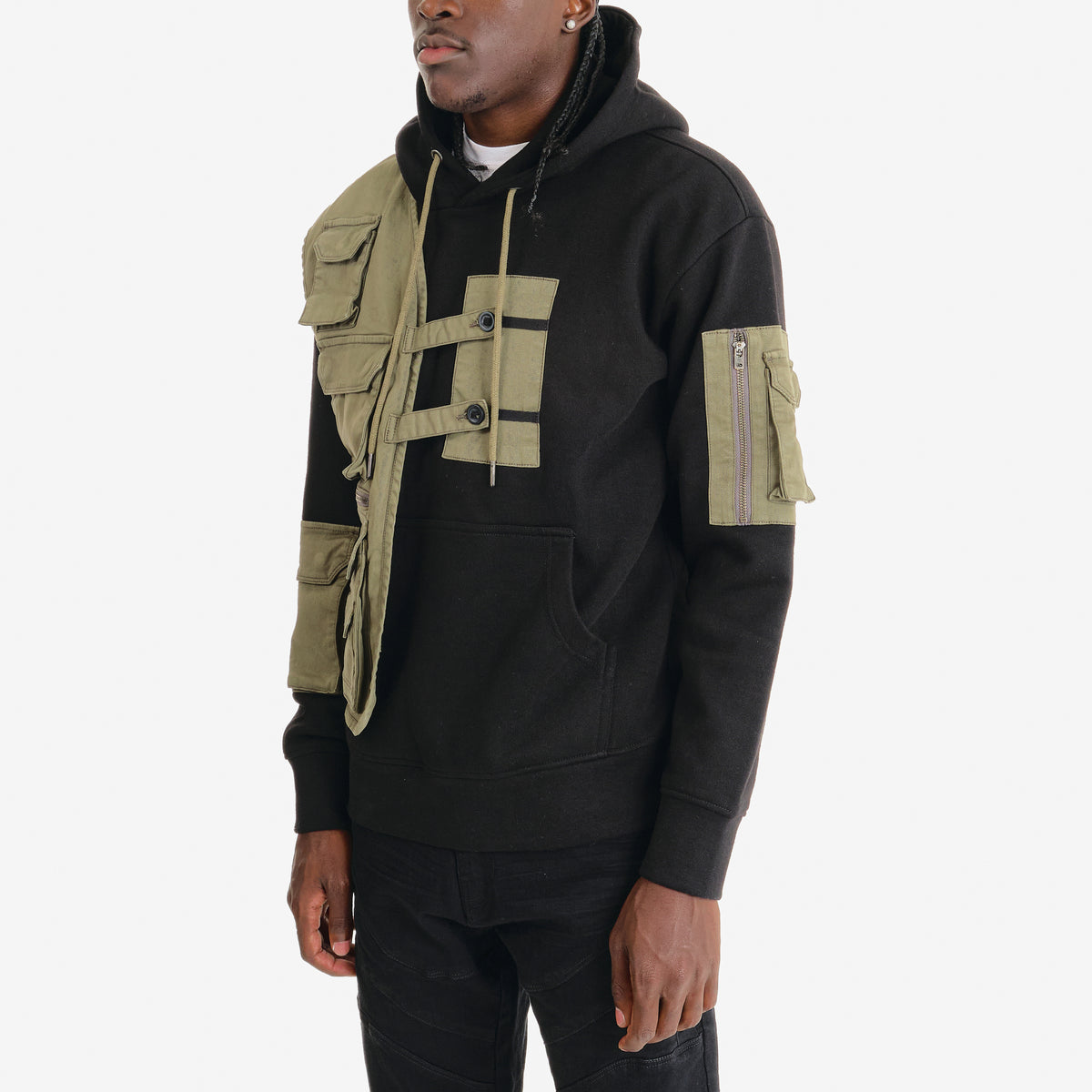 OLIVE RECONSTRUCTED HOODIE