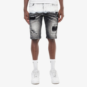 BLACK SAND WASHED DENIM SHORTS