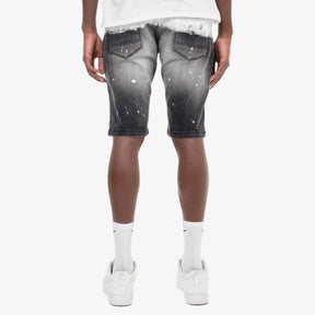 BLACK SAND WASHED DENIM SHORTS