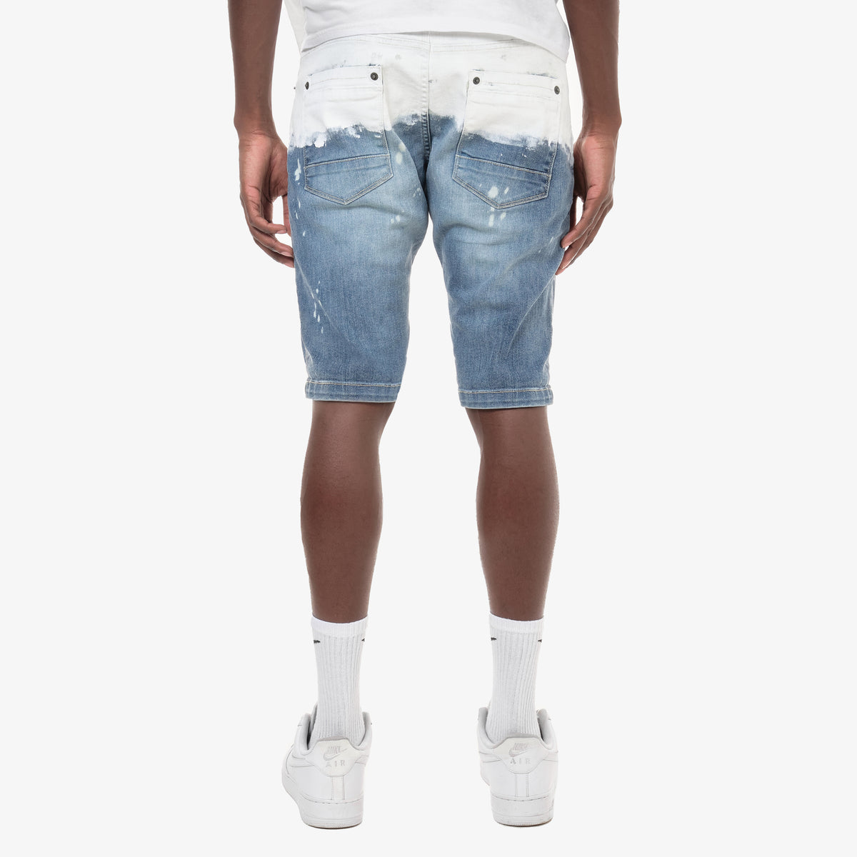 LIGHT SAND BLUE WASHED DENIM SHORTS