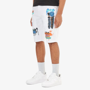WHITE SHORTS W/ PRINTS