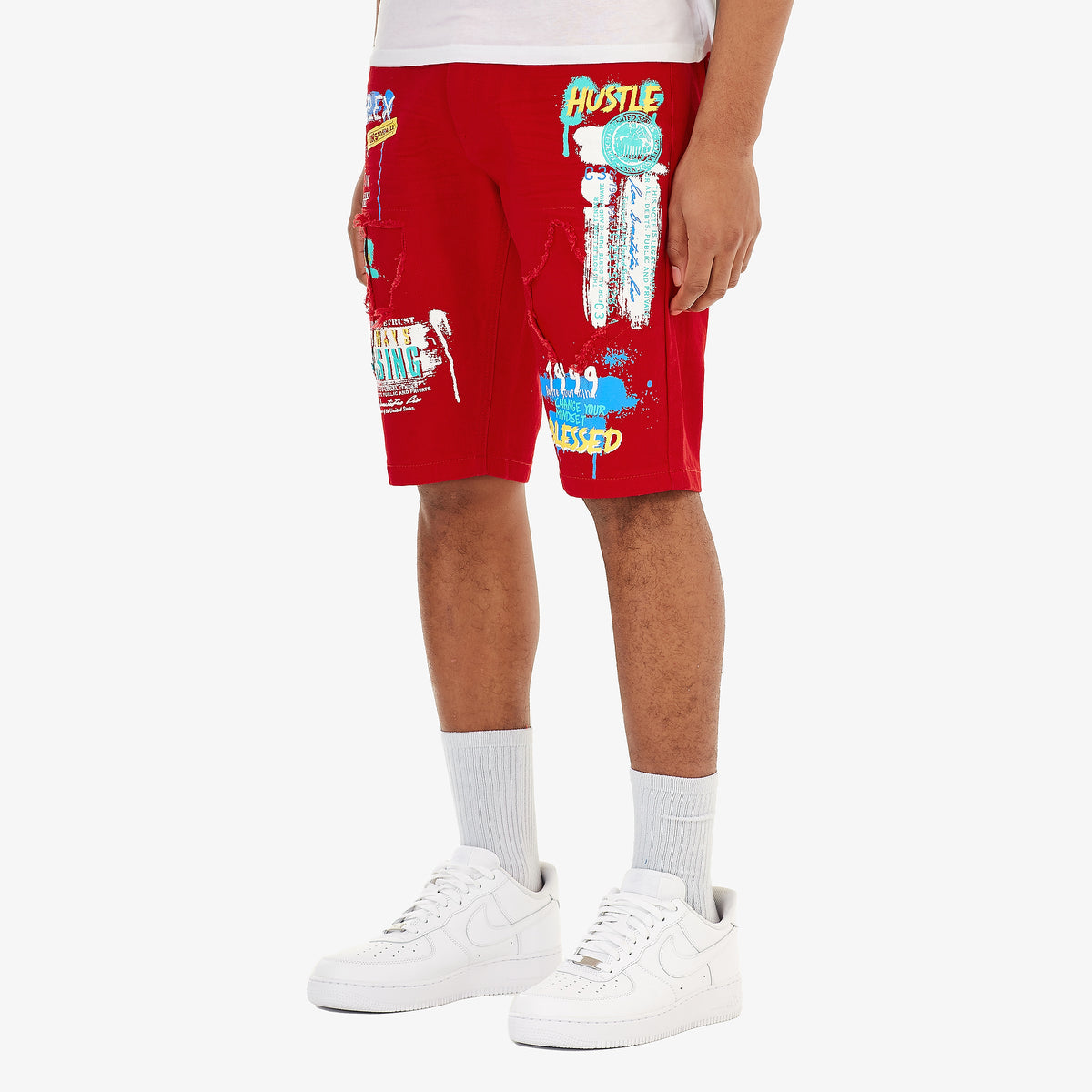 RED SHORTS W/ PRINTS