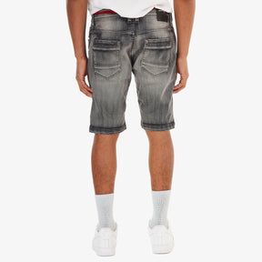 BLACK SAND DENIM SHORT W/ EMBROIDERY