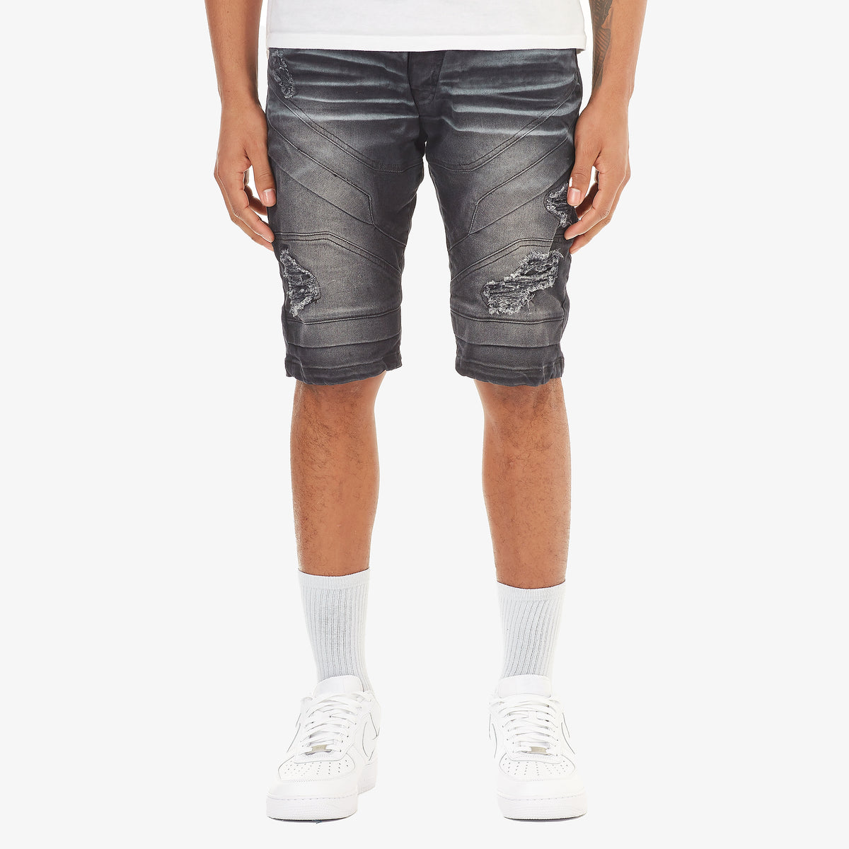 BLACK SAND MOTO DENIM SHORTS
