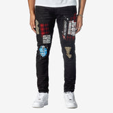 BLACK JEANS W/ FLANNEL PATCHWORK - Copper Rivet