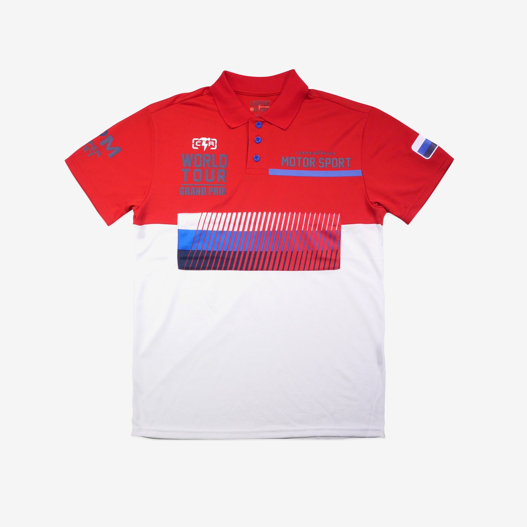 WORLD TOUR RED POLO TEE - Copper Rivet