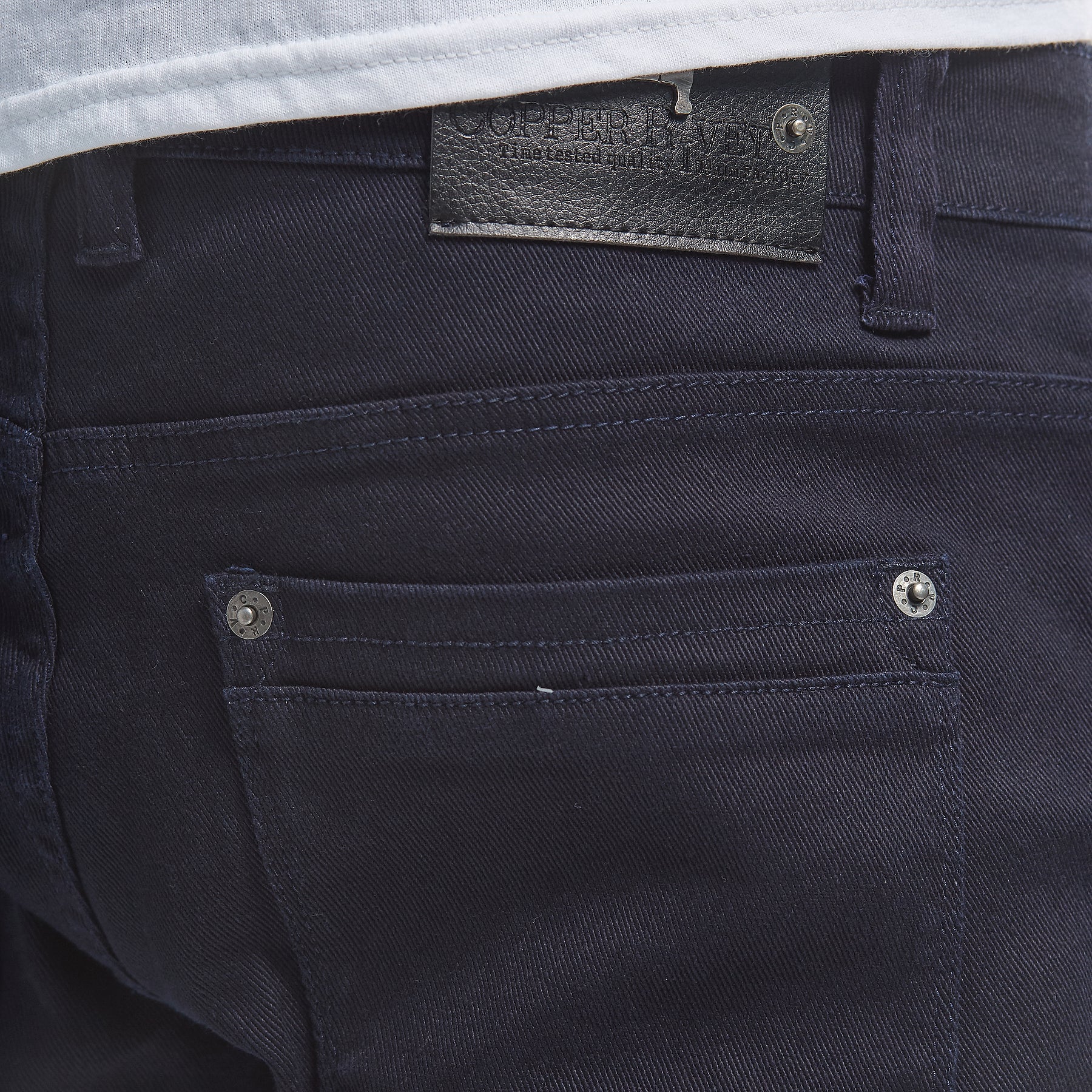 NAVY PANTS WITH RIPS - Copper Rivet